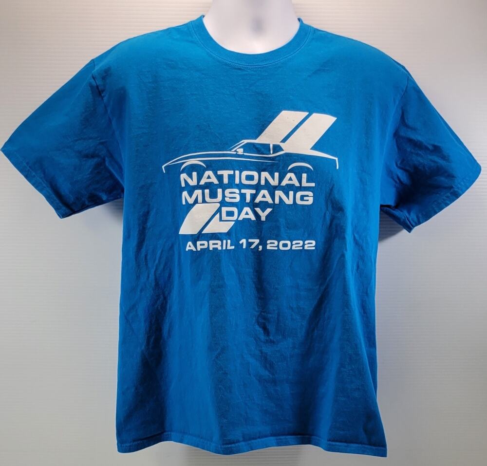 F4) National Ford Mustang Day April 17, 2022 Men's Blue T-Shirt Large